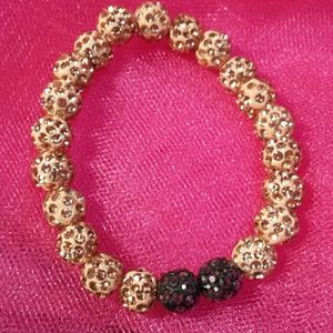 Champagne Black Sparkle Bling Rhinestone beaded br